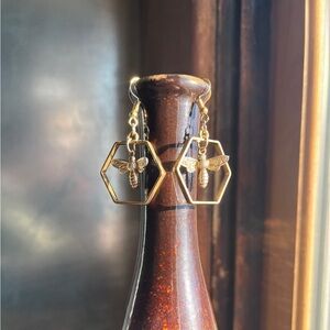 Bronze Honey Bee Dangle Earrings